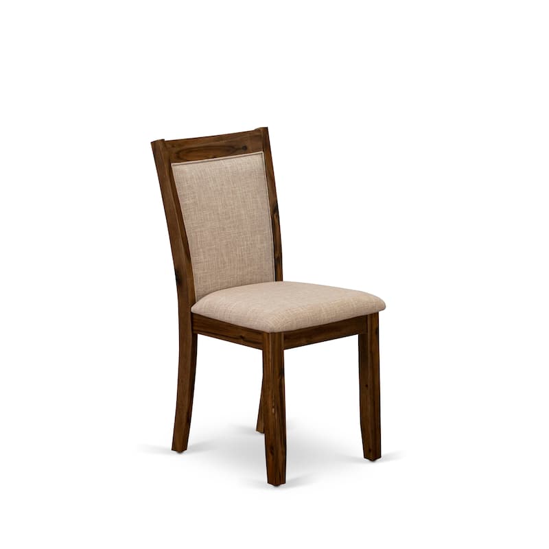 East West Furniture Monza Parson Dining Chairs - Linen Fabric Upholstered Chairs, Set of 2, (Finish Options)