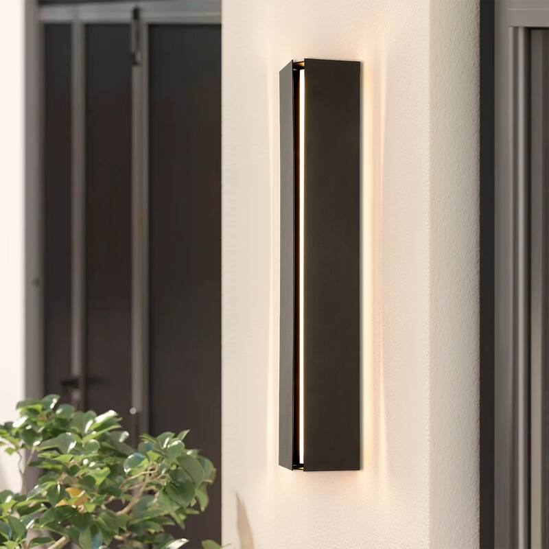 Modern Black Outdoor Wall Lights Linear Dimmable LED Wall Sconce Lights