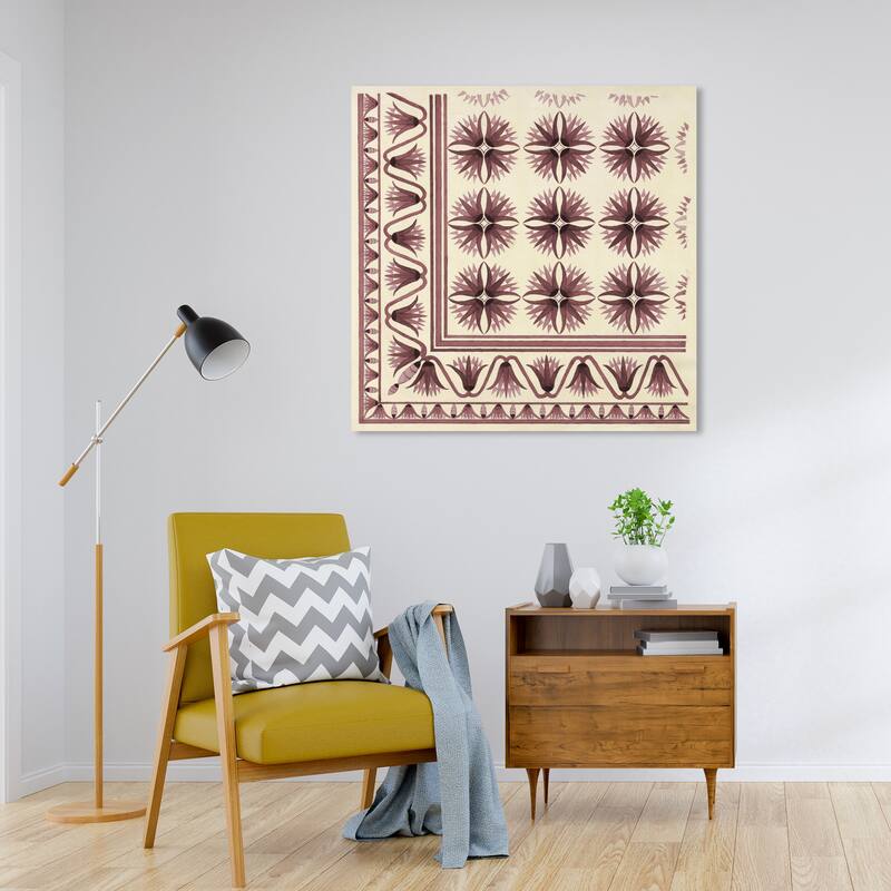 Wynwood Studio Canvas Abstract Floor Covering Earthen White and Cream White Traditional Wall Art Canvas Print - 30 x 30
