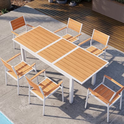 Outdoor Extendable Dining Table Aluminum with Extension Leaf - 63.19-83.07" L x 33.66" W x 30.51" H