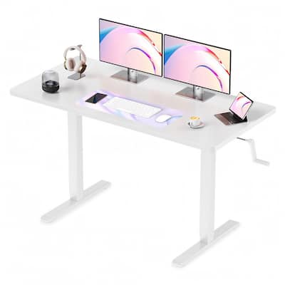 Computer Desk 48 Inch Home Office Bedroom Writing Study PC Table with Fabric Drawers Storage Shelves Space Side Bag