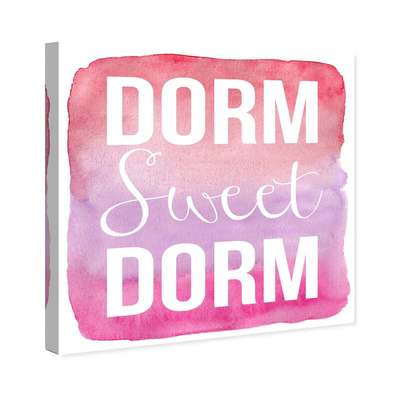 Wynwood Studio Prints Typography and Quotes Dorm Sweet Dorm Pink and Pastel Pink Modern & Contemporary Wall Art Canvas Print