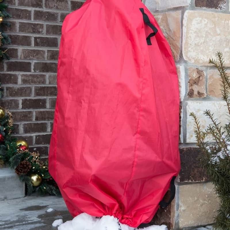 Set of 2 Red and Black Christmas Topiary Storage Bags with Drawstring 36"