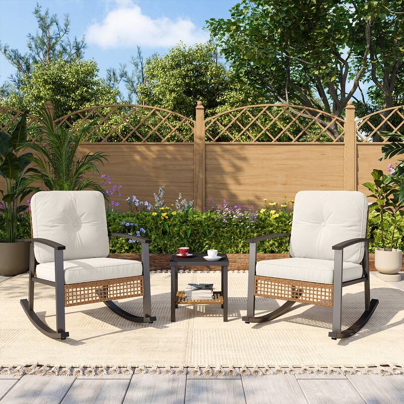 3-Piece Outdoor Rocking Bistro Set