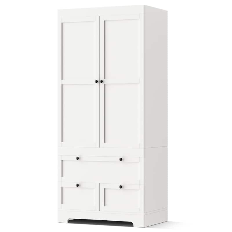 Pocassy 71" H Wardrobe Closet with Drawers with Doors and Storage