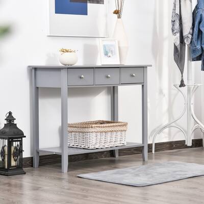 HOMCOM Console Table Industrial Desk with Drawer Bottom Shelf & Large Tabletop for Pictures, Great for the Entryway