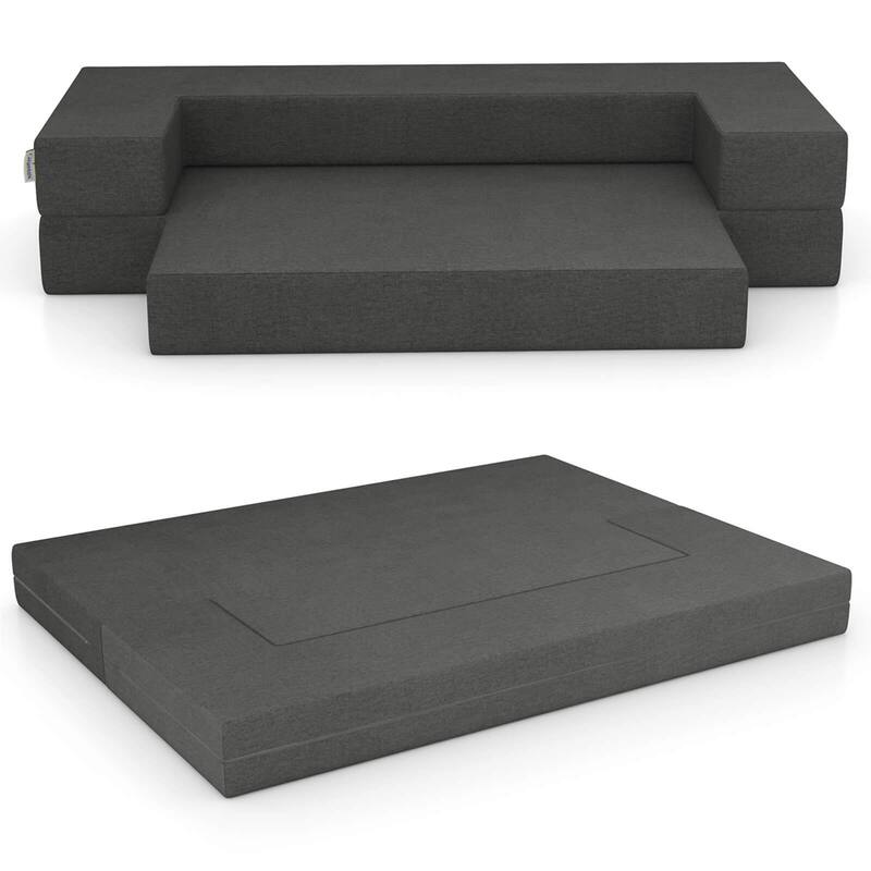Costway 8-Inch Folding Sofa Bed with High-density Foam & Washable - Queen
