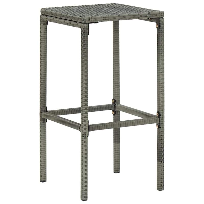 vidaXL Bar Stools with Cushions 6 pcs Gray Poly Rattan - 15" x 15" x 29.9"