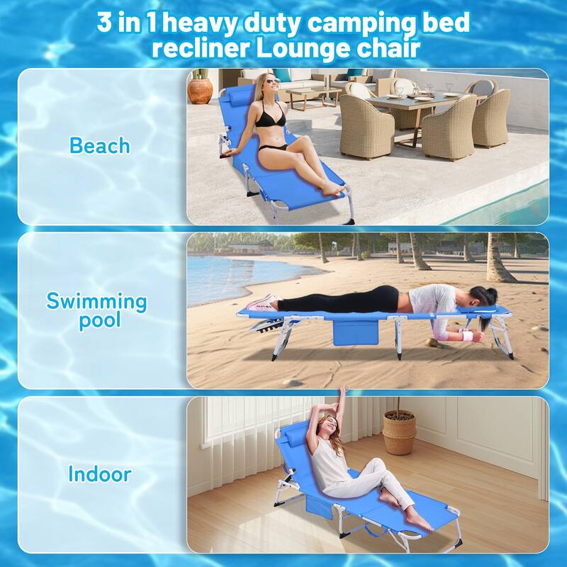 3-in-1 Heavy Duty Tanning Chair with Face Hole