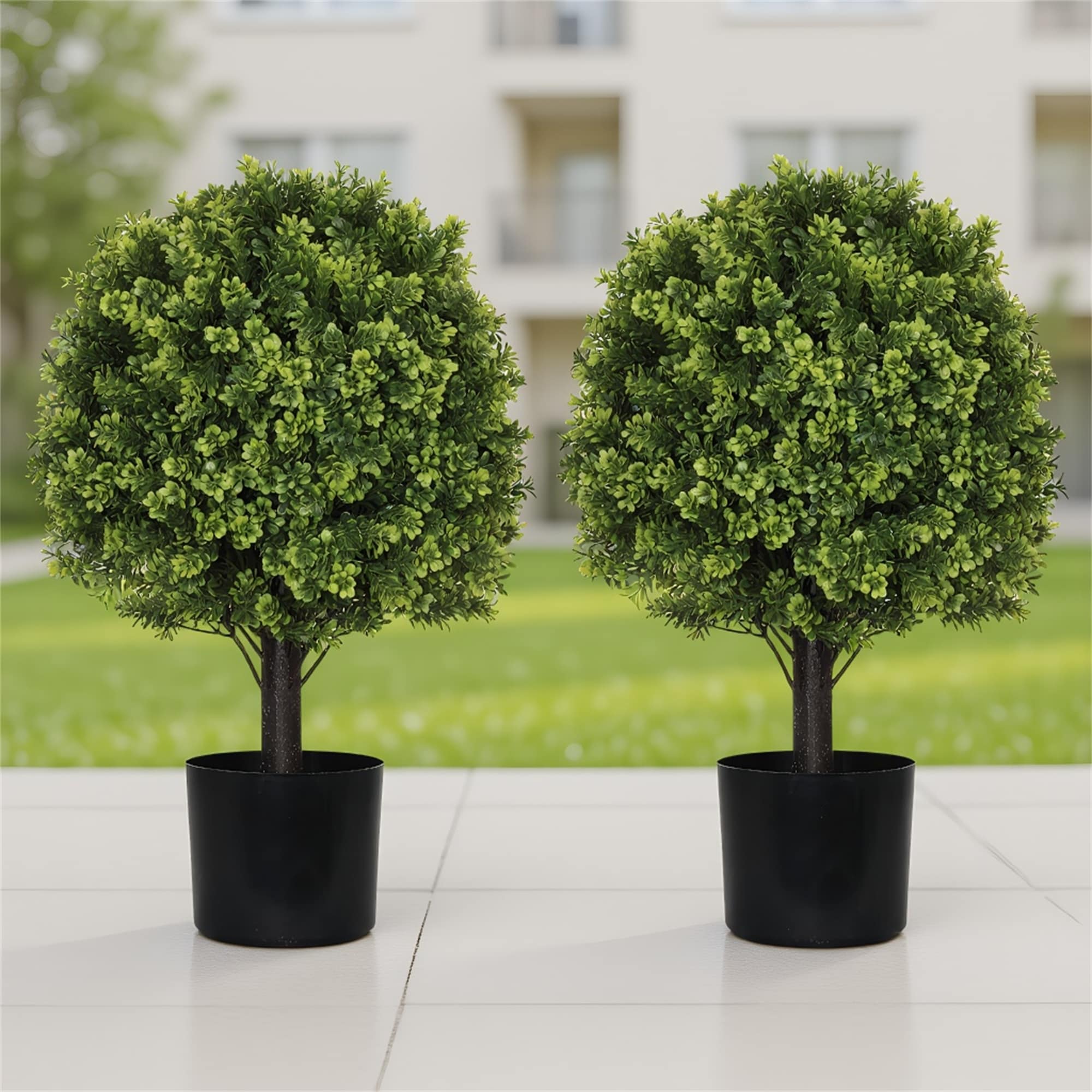 22in Artificial Topiary Boxwood Ball Trees for Outdoor,2 pcs
