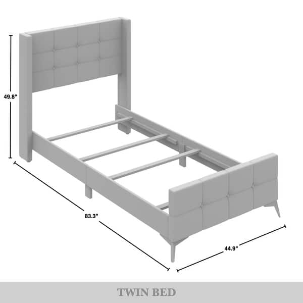 dimension image slide 1 of 4, CraftPorch Luxurious Square Button-Tufted Wingback Velvet Upholstered Bed