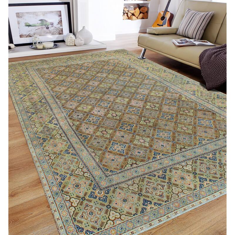 Vintage Distressed Ghotai Brown/Green Rug - 7'5" x 11'3"