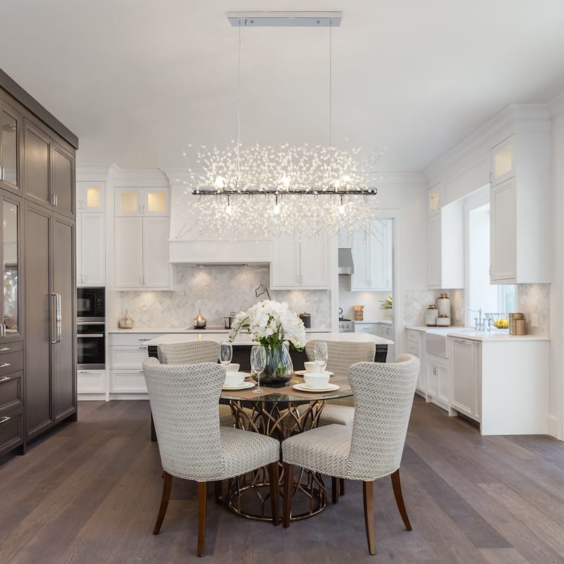 9-Light Modern Firework Crystal Chandelier for Dining Room Living Room Bedroom, Classic Semi Flush Mount Chandelier