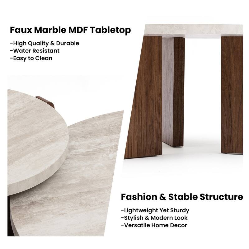 SUNBURY Modern Coffee Table with Walnut Wood Legs