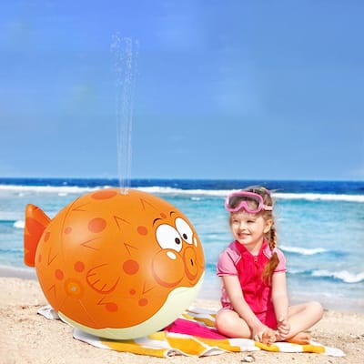 Kids Water Sprinkler Toy, Giant Inflatable Water Sprinkler Carton Fish, Lawn Toy Swimming Pool & Outdoor Water Toys