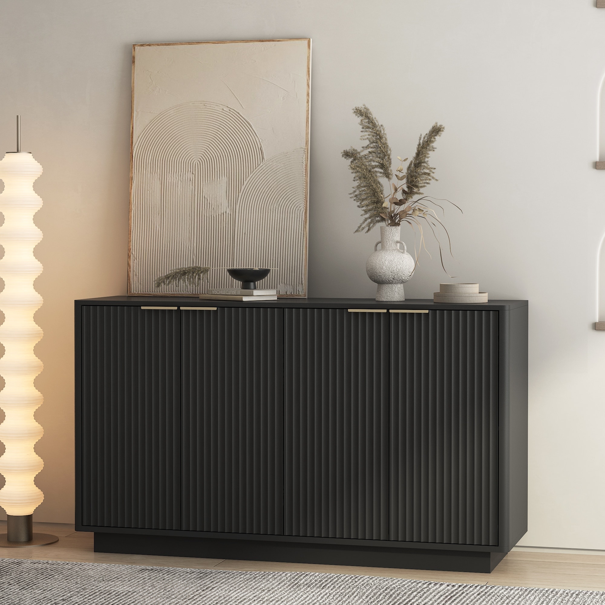 55" Wood Modern Storage Buffet with Adjustable Shelves