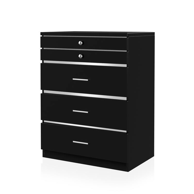 Mary Glam 5-Drawer Jewelry Armoire with Felt by Furniture of America - Black