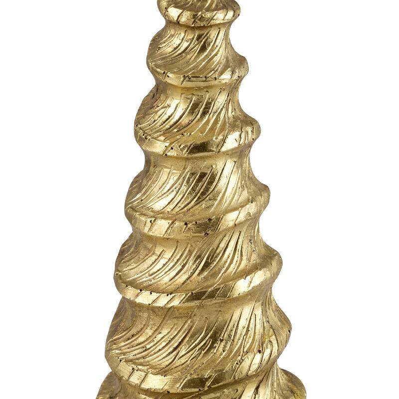 Metallic Swirling Spirals Tabletop Tree with Star Christmas Decoration - 13.5" - Gold