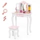 preview thumbnail 3 of 7, Kids Vanity Table Set with Drawer & 3 Makeup Accessories for Pretend Play - 24" L x 11" W x 38.5" H