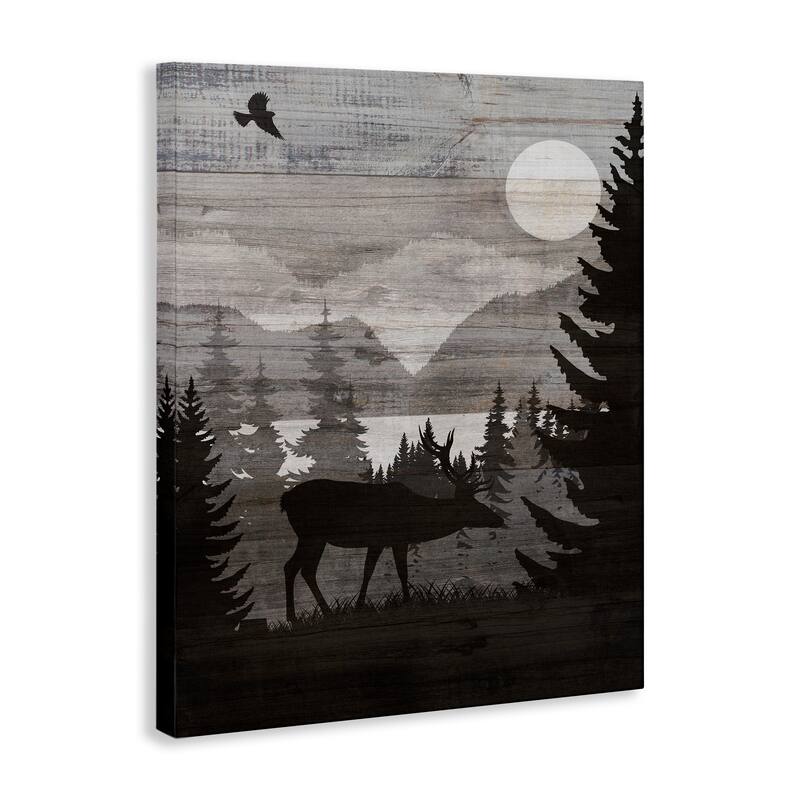 Stupell Rustic Moose at Night Canvas Wall Art Design By Susan Arnot