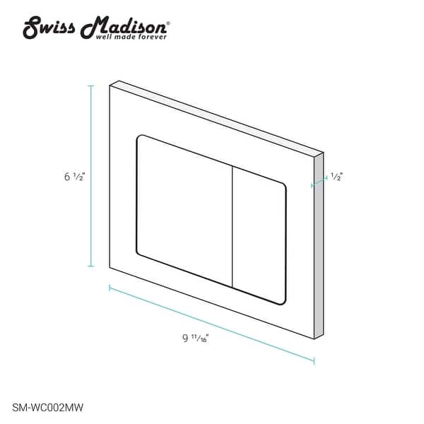 dimension image slide 6 of 8, Swiss Madison Wall Mount Toilet Actuator Flush Push button Plate