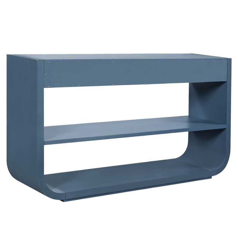Christopher Knight Home - Modern Entryway Curved Console Table with Soft-Close Drawers & Open Shelves for Living Room, Hallway