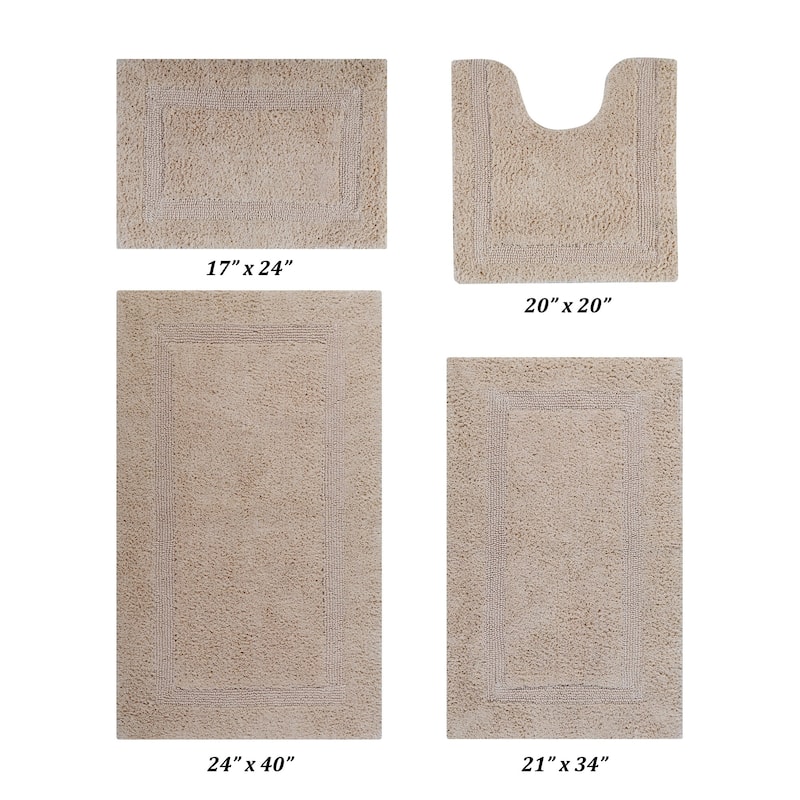 Better Trends Bath Rugs 100% Cotton Reversible Highly Water Absorbent Bathroom Rug for Shower, Sink, Bath Mats - Lux Collection