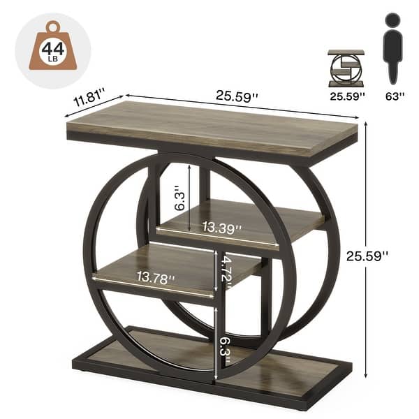 dimension image slide 0 of 5, Small 3-tier Living Room End Tables And Side Tables with Metal Frame