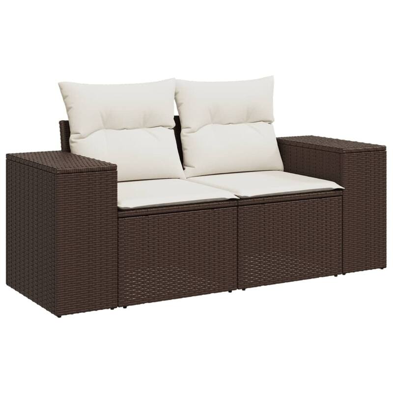 vidaXL Patio Sofa Set with Cushions Outdoor Conversation Furniture Poly Rattan
