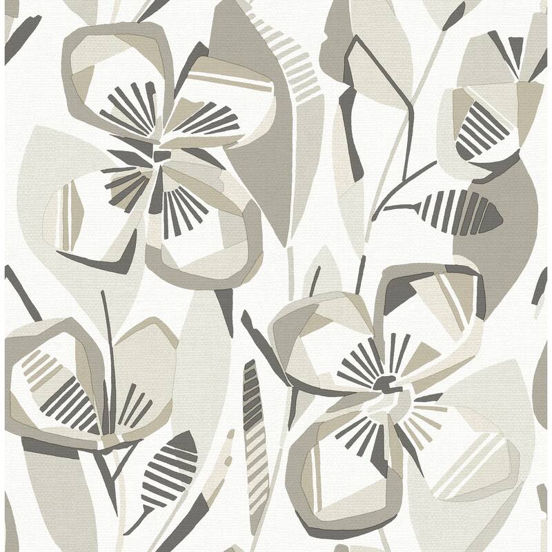 A-Street Prints Nathalie Beige Abstract Blooms Wallpaper