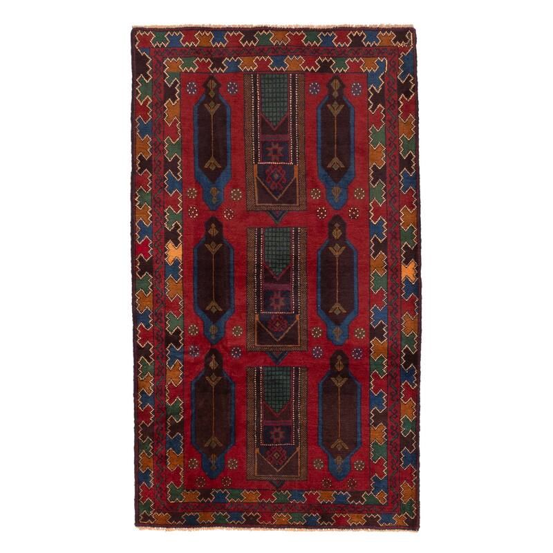 ECARPETGALLERY Hand-knotted Teimani Red Wool Rug - 3'8 x 6'4