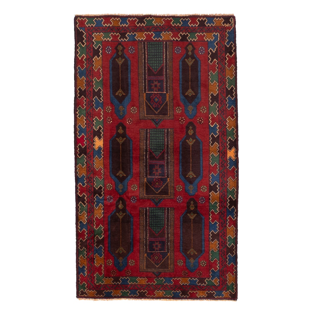ECARPETGALLERY Hand-knotted Teimani Red Wool Rug - 3'8 x 6'4