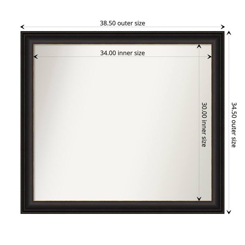Trio Oil Rubbed Bronze Framed Non-Beveled Custom Wall Mirror, Bathroom Vanity Mirror - Outer Size: 38.5 x 34.5