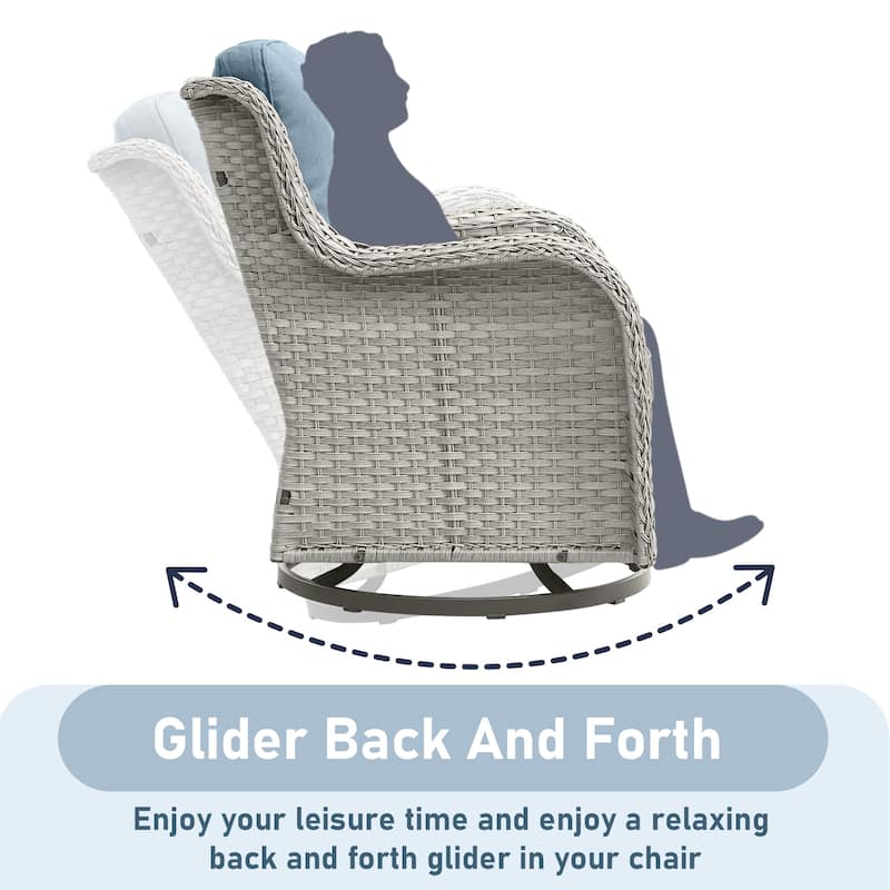 Outdoor Patio PE Wicker Swivel Chairs Set of 2 - Light Grey