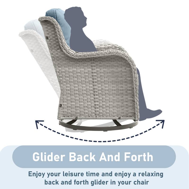 Outdoor Swivel Chairs Patio Rocker Glider Chairs with Coffee Table