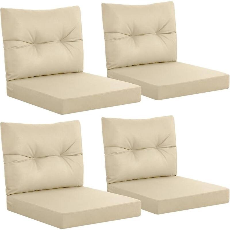WINSOON 24x24 Inch Outdoor Deep Seat Cushion Set,Waterproof and Resistant Set Of 4 - Beige