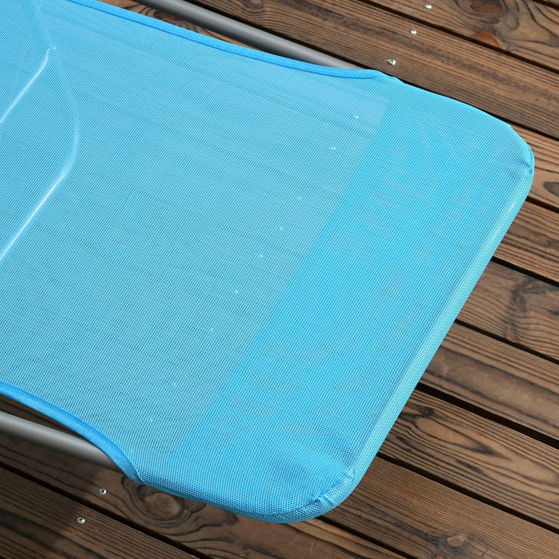 Outsunny Folding Chaise Lounge Pool Chairs, Set of 2 Outdoor Sun Tanning Chairs with Pillow, Six-Position Reclining Back
