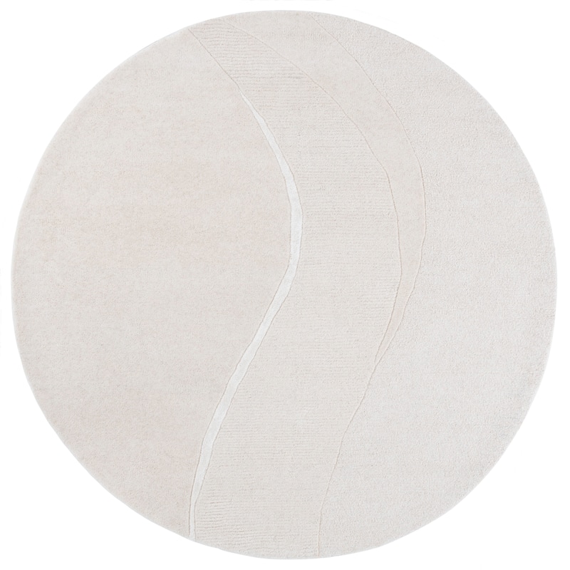SAFAVIEH Handmade Fifth Avenue Caragh Mid-Century Modern New Zealand - 6' Round - Ivory - Round
