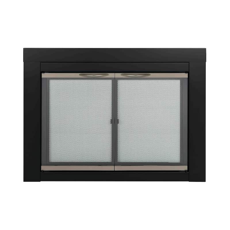 Pleasant Hearth Alsip Fireplace Glass Door Black & Sunlight Nickel - Small