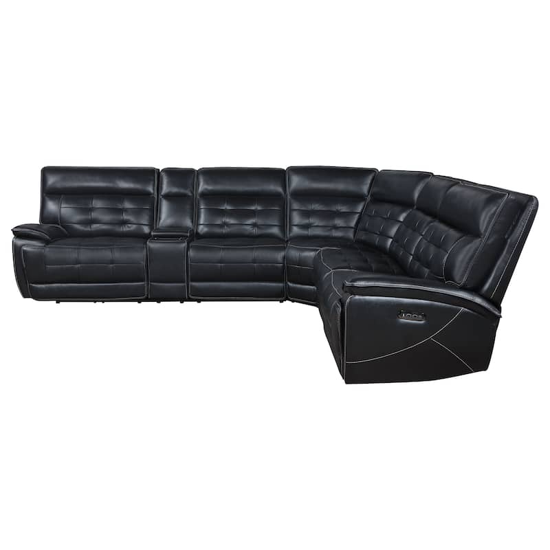 Hewitt Leather Upholstered Power Reclining Sectional Black - 118.5"W x 106.25"D x 40.25"H