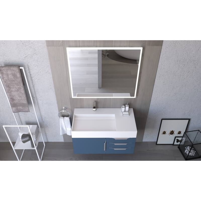 Amazon 36" Wall Mounted Bathroom Vanity Set w/ White Top
