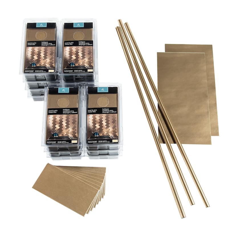 Aspect 3x6-inch Brushed Champagne Long Grain Metal 15-Square Foot Kit - 15 sq ft Kit