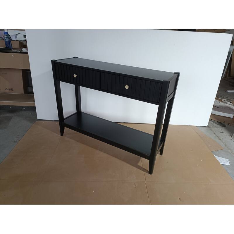 39.4" Stylish Narrow Console Table with 2 Drawers for Living Room Storage - Black
