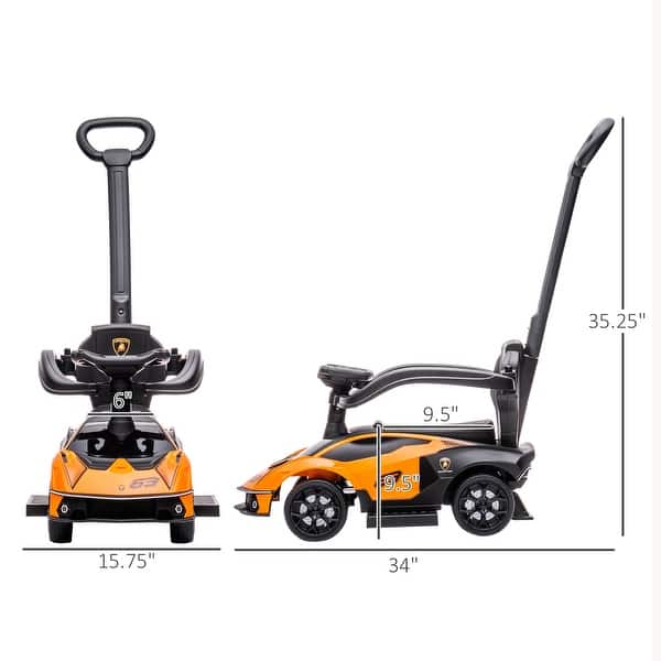 2-in-1 Ride On Push Car for Toddlers 1-3 - Orange