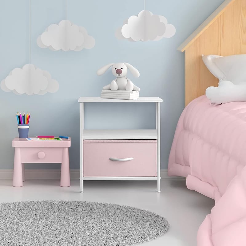 Nightstand 1-Drawer Shelf Storage - Bedside Furniture End Table Chest