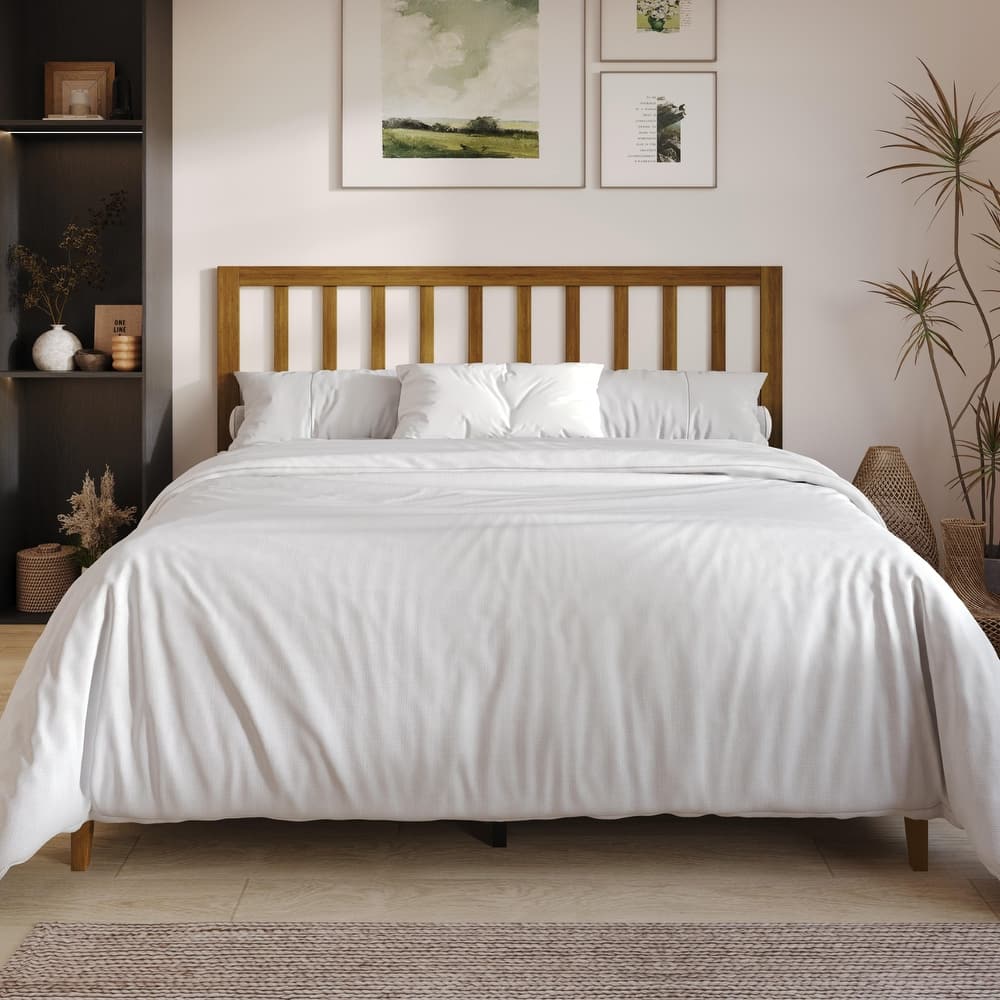 Clayfell Lancaster Platform Bed Frame with Slatted Headboard, No box spring required, Easy Assembly