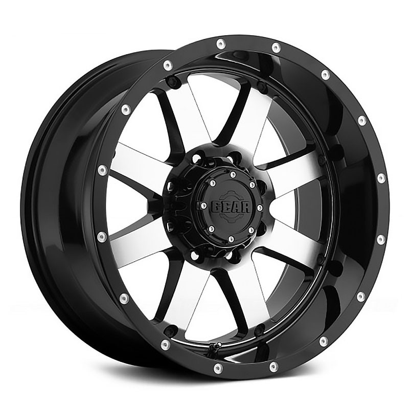 Gear Off Road 726m big block 17×9 -12et 108.00mm gloss black with mirror machined face and spot milled lip accents wheel