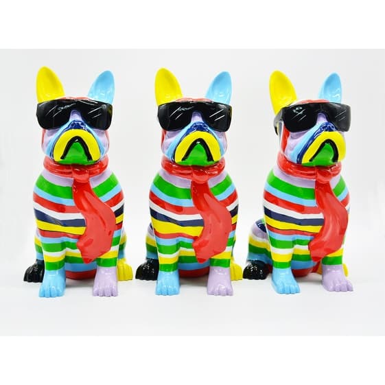 Interior Illusions Plus Stripe Dog with Black Glasses - 14" tall
