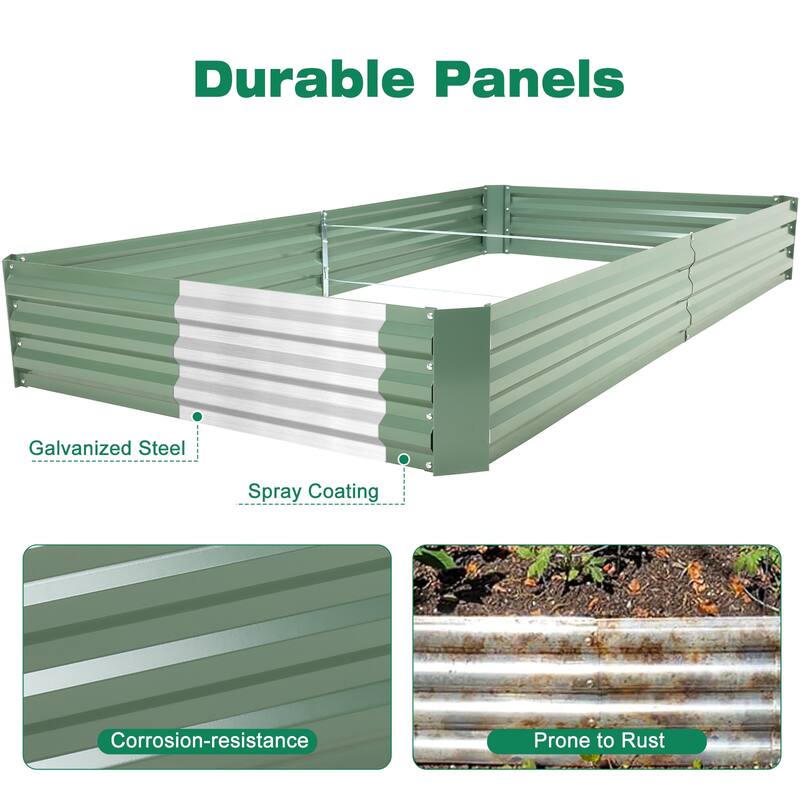 Aoodor 8x4x1ft Metal Raised Garden Bed - 8' x 4' x1'