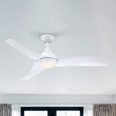 52" Modern White ABS Integrated LED Ceiling Fans with Light and Remote